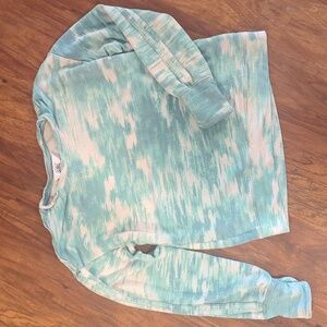 Athleta Girl Aqua and White Sweatshirt